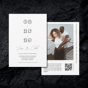 Bold Date Geometric Minimal Modern Script Wedding Invitation