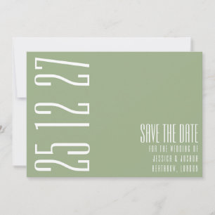 Bold Date Sage Green White Simplistic Wedding Save The Date