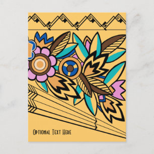 Bold Deco Florals in Apricot Postcard