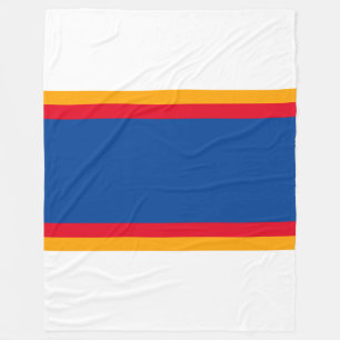 Bold Deep Blue Red Yellow Racing Stripes On White Fleece Blanket