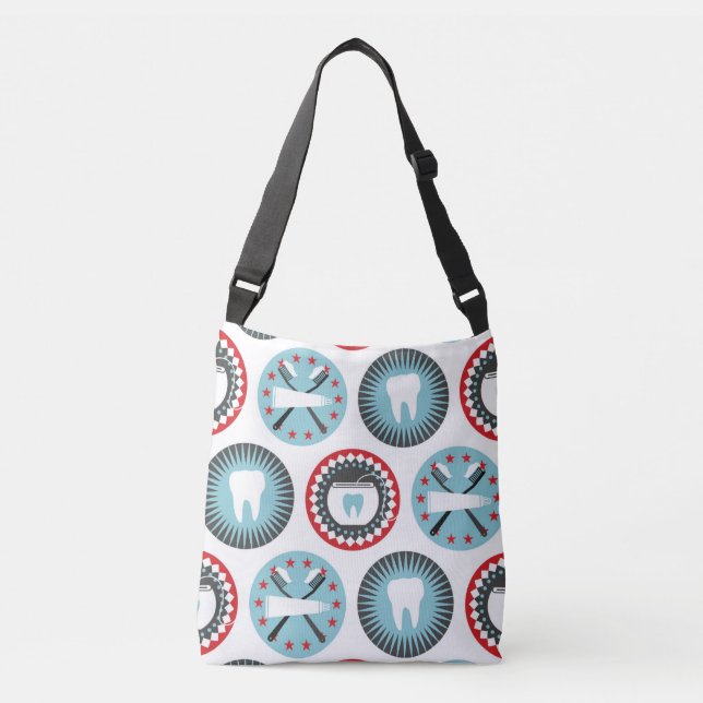 Bold Dentistry Pattern - Dentist Dental Hygienist Crossbody Bag (Front)