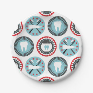 Bold Dentistry Pattern - Dentist Dental Hygienist Paper Plate