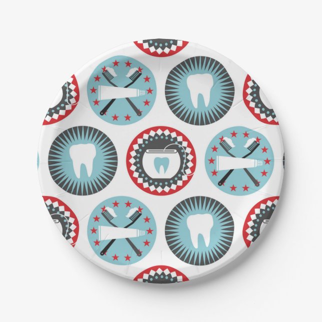 Bold Dentistry Pattern - Dentist Dental Hygienist Paper Plate (Front)