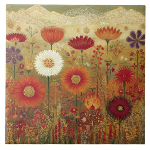 Bold Desert Wildflower Mountain Blossoms Tile