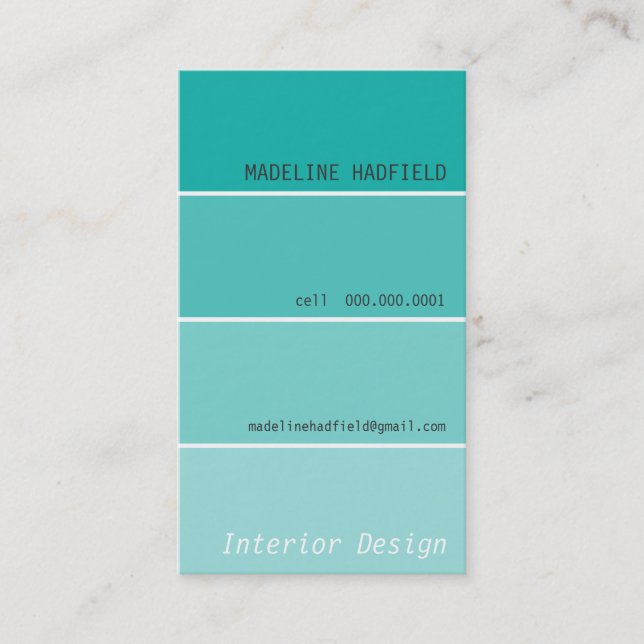 BOLD DESIGN paint swatch painter jade Business Card (Front)