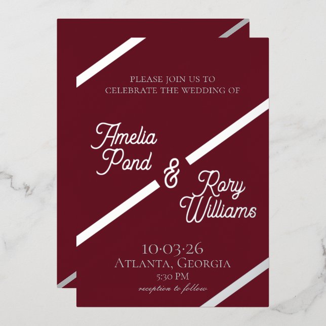 Bold Diagonal Foil Wedding Invite (Front/Back)