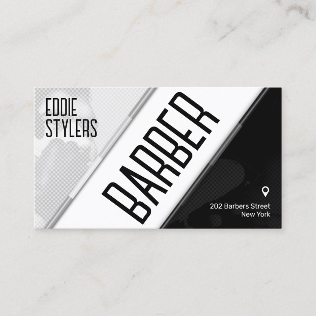 Bold diagonal grey white black business card (Front)