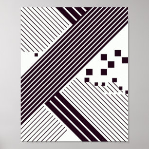 Bold Diagonal Stripes with Geometric Squares Poster