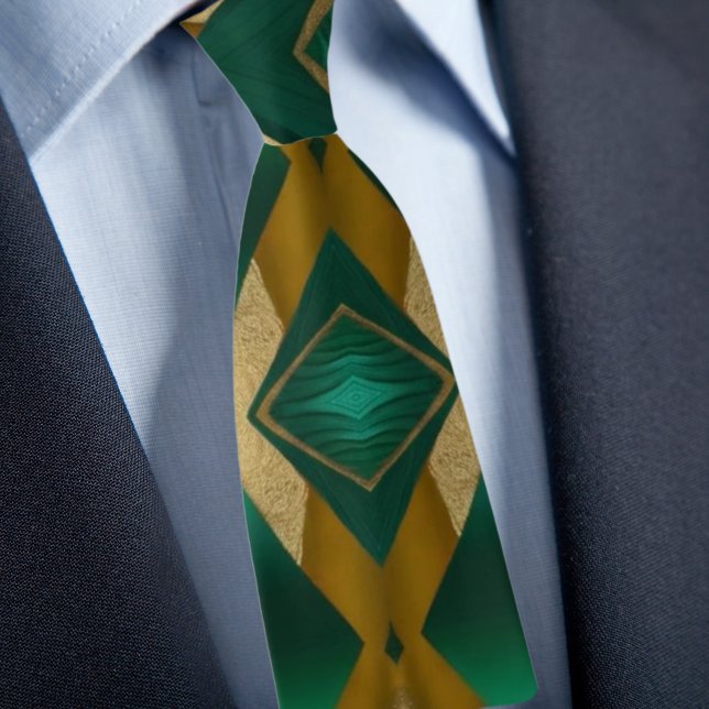 Bold Diamond pattern in Gold and Emerald Tie (Creator Uploaded)