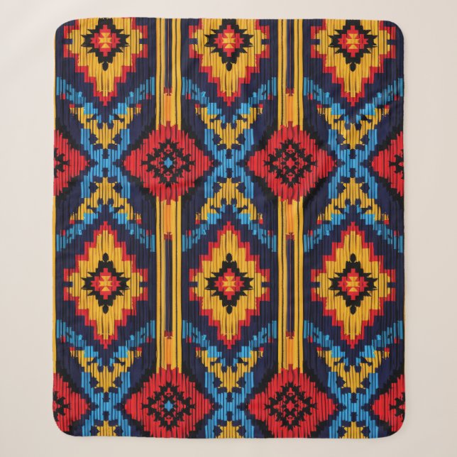Bold Diamond Southwestern Pattern Sherpa Blanket (Front)