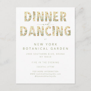 Bold Dinner & Dancing Reception Floral Wedding Enclosure Card