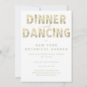 Bold Dinner & Dancing Reception Floral Wedding Invitation