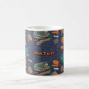 Bold dinosaur mug pattern for boys