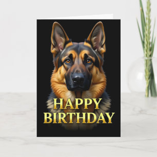 BOLD DISTINCT CLOSEUP ALASATIAN DOG BIRTHDAY CARD