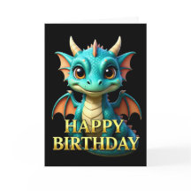 BOLD DISTINCT CLOSEUP BABY DRAGON BIRTHDAY CARD