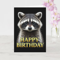 BOLD DISTINCT CLOSEUP RACCOON BIRTHDAY CARD
