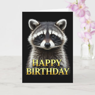 BOLD DISTINCT CLOSEUP RACCOON BIRTHDAY CARD