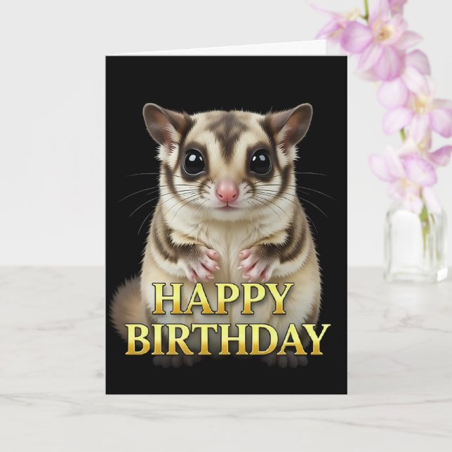 BOLD DISTINCT CLOSEUP SUGAR GLIDER BIRTHDAY CARD (Orchid)
