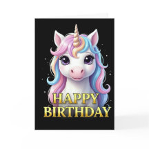 BOLD DISTINCT CLOSEUP UNICORN BIRTHDAY CARD