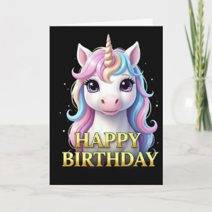 BOLD DISTINCT CLOSEUP UNICORN BIRTHDAY CARD