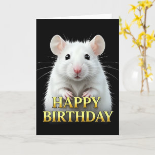 BOLD DISTINCT CLOSEUP WHITE MOUSE BIRTHDAY CARD
