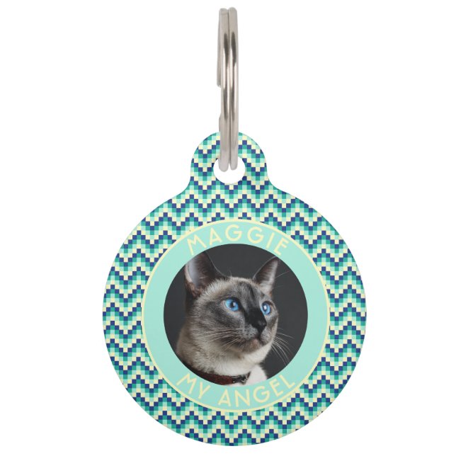 Bold Dog Dad Gift Chevron Geometry Pet Tag (Front)