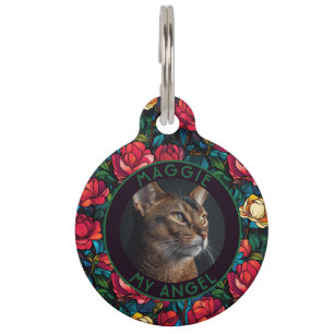Bold Dog Dad Gift Rose Print Pet Tag