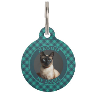 Bold Dog Lover Present Gingham Pattern Pet Tag