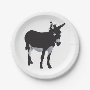 Bold Donkey Silhouette Farm Animal Paper Plate