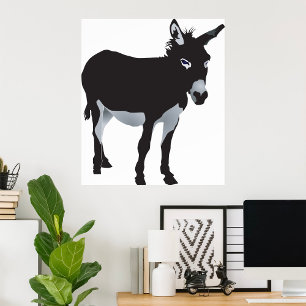 Bold Donkey Silhouette Farm Animal Poster