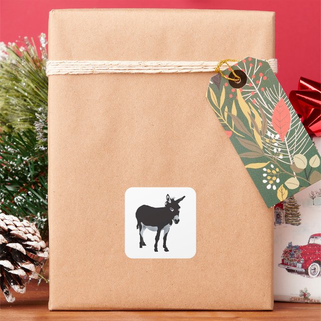 Bold Donkey Silhouette Farm Animal Square Sticker (Creator Uploaded)