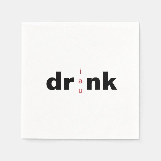 Bold Drink Drank Drunk Vowel Swap Cocktail Napkin (Front)