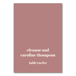 Bold Dusty Rose Retro Custom Wedding Place Card