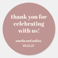 Bold Dusty Rose Retro Custom Wedding Thank You 