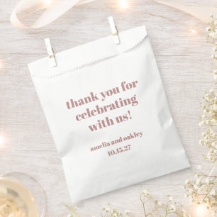 Bold Dusty Rose Retro Custom Wedding Thank You  Favour Bags
