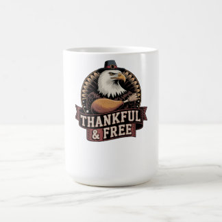 Bold Eagle Head Thankful & Free Vintage Graphic Coffee Mug