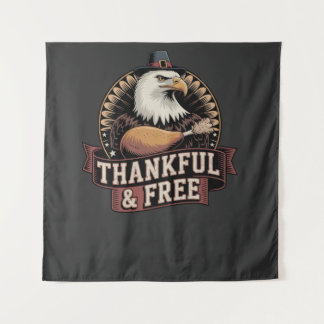 Bold Eagle Head Thankful & Free Vintage Graphic Tapestry