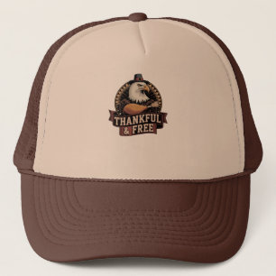 Bold Eagle Head Thankful & Free Vintage Graphic Trucker Hat