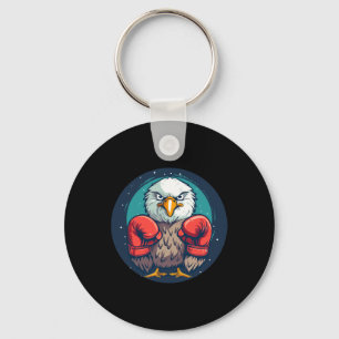 Bold Eagle With Boxing Gloves For A Powerful State Key Ring