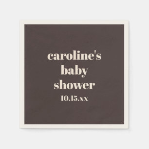 Bold Earthy Brown Modern Fun Custom Baby Shower Napkin