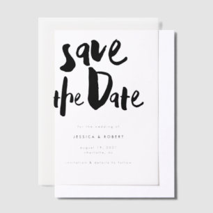Bold Edgy Modern Black Brush Script Photo Wedding  Vellum Invitations