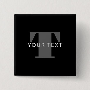 Bold Editable Text Black White & Grey 15 Cm Square Badge