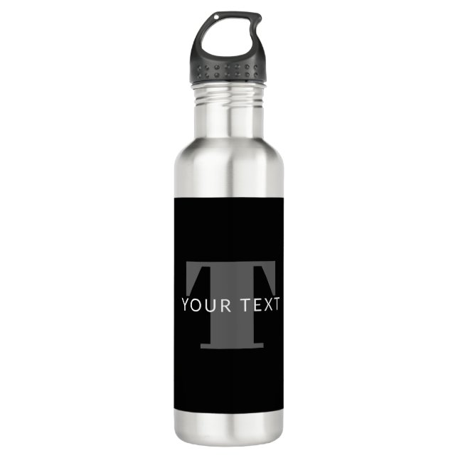 Bold Editable Text | Black White & Grey 710 Ml Water Bottle (Front)