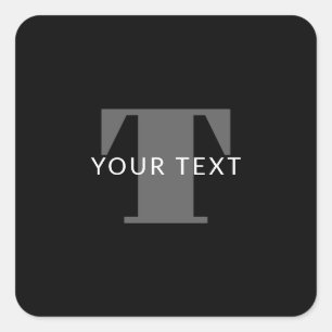 Bold Editable Text Black White & Grey Square Sticker