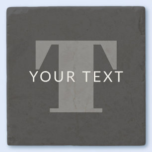 Bold Editable Text Black White & Grey Stone Coaster