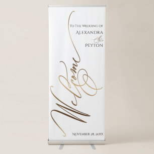 Bold Elaborate Gold Welcome Calligraphy Wedding Retractable Banner