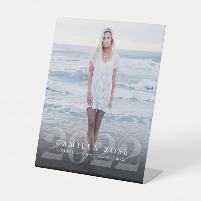 Bold Elegance 2022 Graduation Photo Announcement Pedestal Sign (Front)