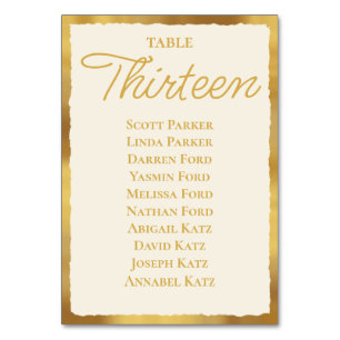 Bold Elegance Ecru Gold Edge Seating Chart Table Number