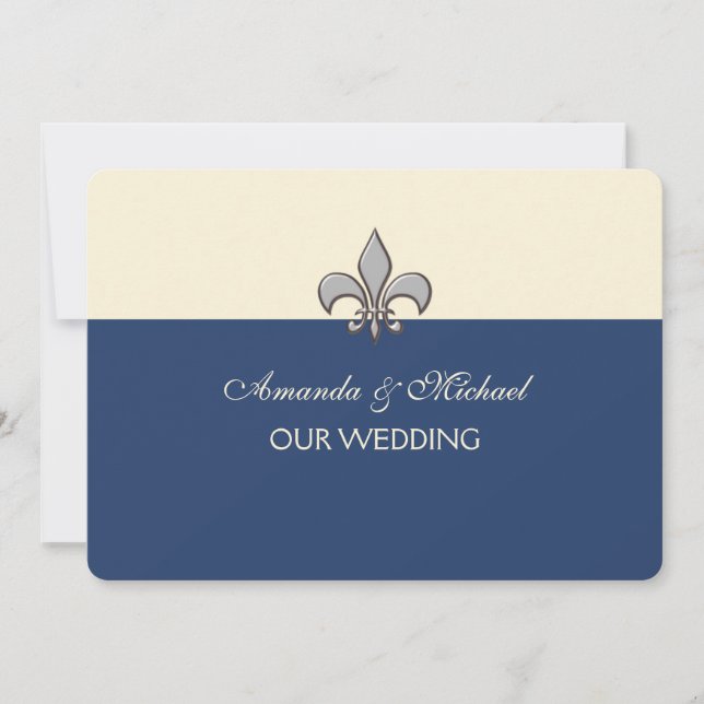 Bold Elegance Silver Fleur de Lis Save the Date (Front)