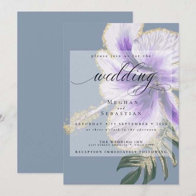 Bold Elegant Amethyst Purple Floral Wedding Invita Invitation (Front/Back)